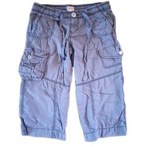 Mossimo Y2K Cargo Capri Juniors Size 5 Gray Baggy Grunge Cotton Low Rise